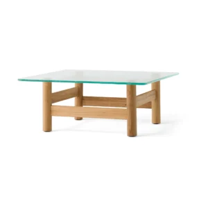 Audo Copenhagen Brasilia sofabord 100x100 cm Natural oak-clear glass