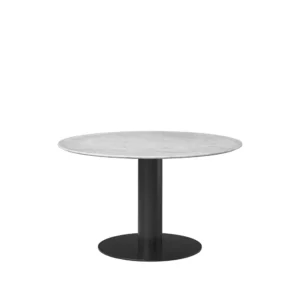 GUBI Gubi 2.0 spisebord marble white, Ø110 cm, sort stel