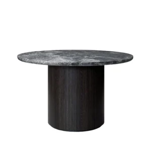 GUBI Moon spisebord rundt marble grey, Ø120 cm, brun/sortbejdset fod