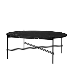 GUBI TS Round sofabord black marquina marble, Ø105, sort understel