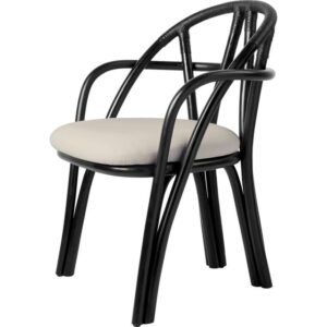 Gubi Bistra Spisebordsstol Med Armlæn Ebony Painted Rattan/Fustagno Limonta 001