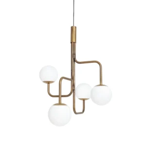 Konsthantverk Strapatz pendel globe Ø78 cm Rå messing-opal