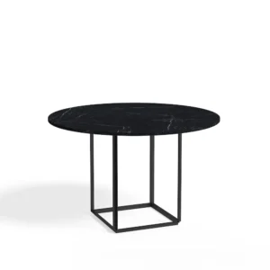 New Works Florence spisebord rundt black marquina marble, Ø120 cm, sort stel