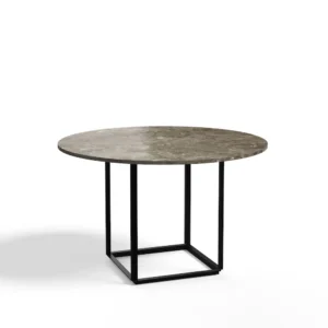 New Works Florence spisebord rundt gris du marais marble, Ø120 cm, sort stel
