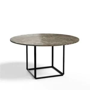 New Works Florence spisebord rundt gris du marais marble, Ø145 cm, sort stel