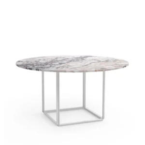 New Works Florence spisebord rundt white viola marble, Ø145 cm, hvidt stel