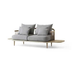 &Tradition Fly SC3 sofa stof Hot Madison 094 lysegrå, hvidolieret egetræsstel og sidebord