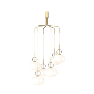 Rizzatto Cluster 6 Pendel Satin Messing/Opal