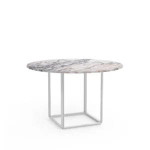 New Works Florence spisebord rundt white viola marble, Ø120 cm, hvidt stel