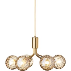 Apiales 6 Lysekrone Børstet Messing/Optic Gold