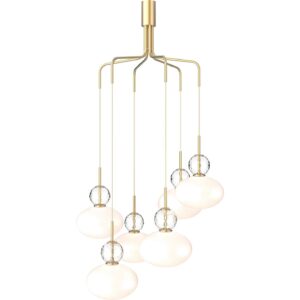 Rizzatto Cluster 6 Pendel Satin Messing/Opal